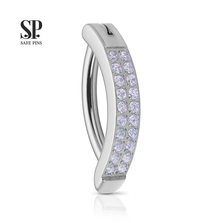 Hinged Segment Сlicker Ellipse with Clear CZ