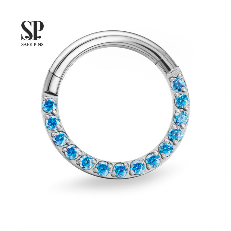 Hinged Segment Сlicker with Aqua CZ