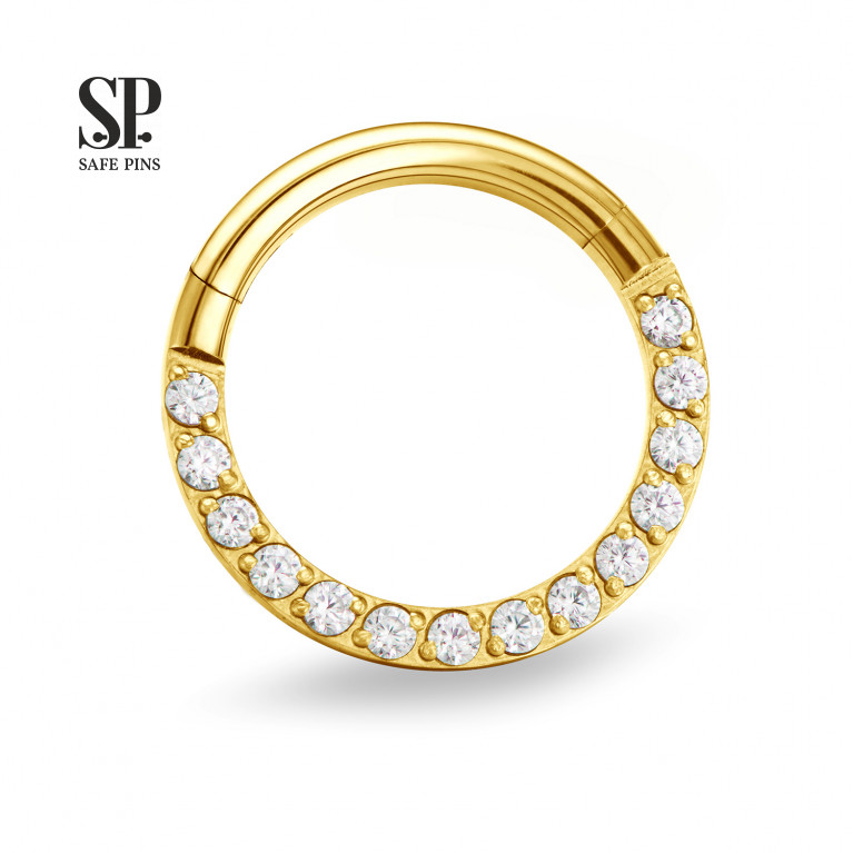 Hinged Segment Сlicker with Clear CZ (Gold PVD)