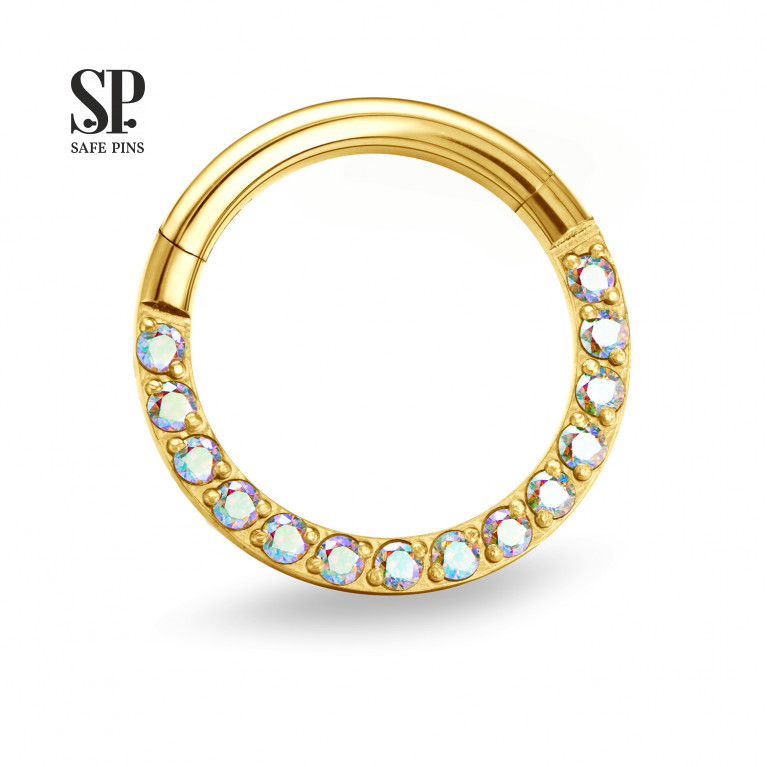 Hinged Segment Сlicker with Clear CZ (Gold PVD)