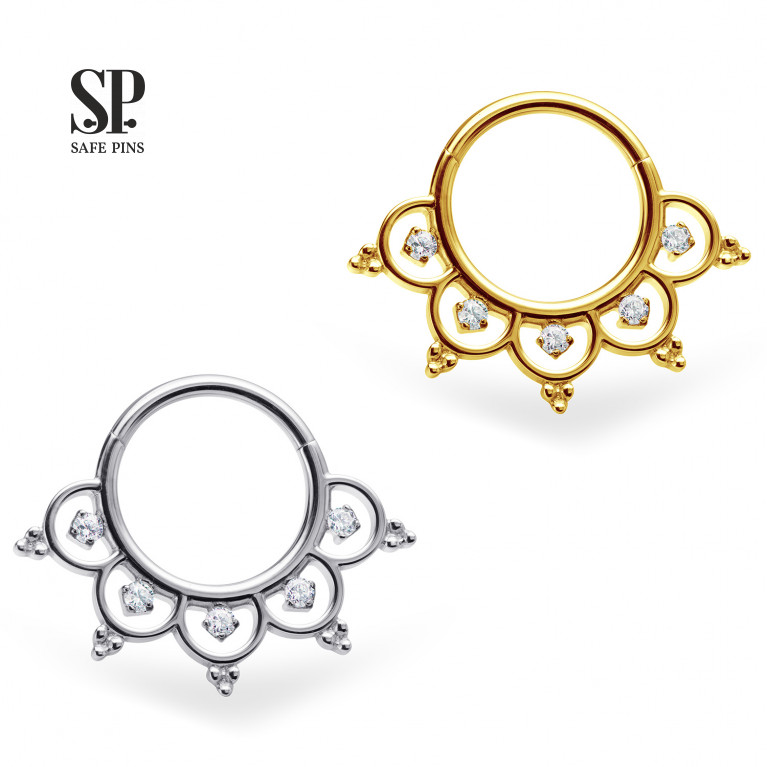 Hinged Segment Сlicker Filigree with Clear CZ