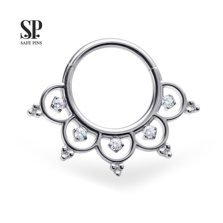 Hinged Segment Сlicker Filigree with Clear CZ