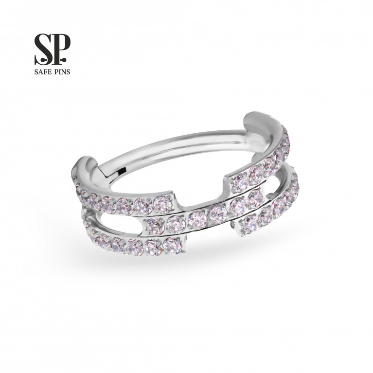 Hinged Segment Сlicker Stripes with Clear CZ