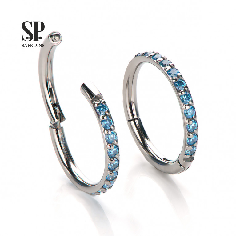 Hinged Segment Сlicker with Aqua CZ