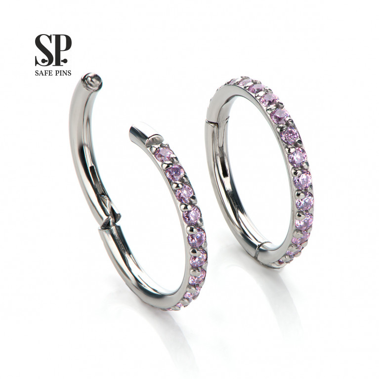 Hinged Segment Сlicker with Light Rose CZ