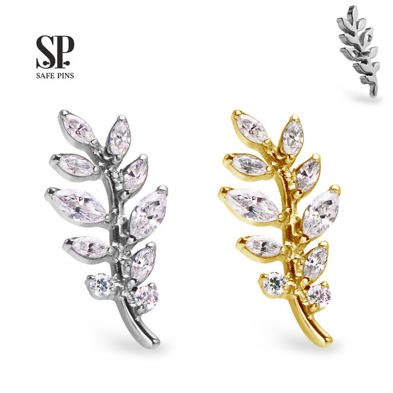 Leaf Cluster with Clear CZ