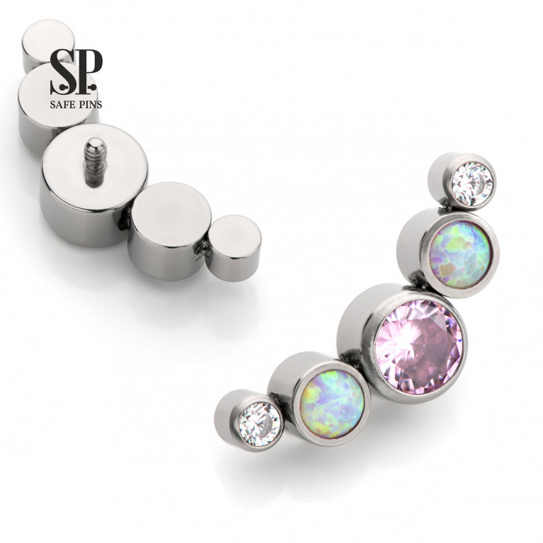 Cluster with CZ crystals and pink opals