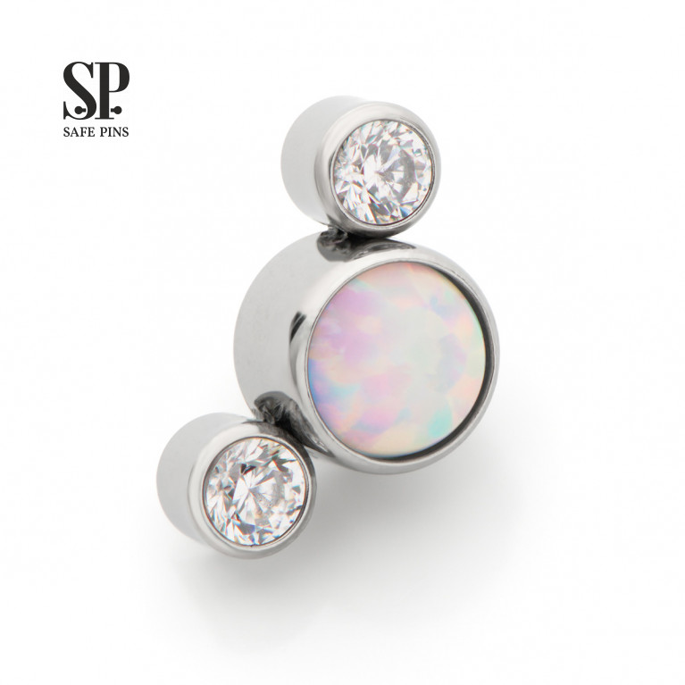 Cluster with white opal and Clear CZ