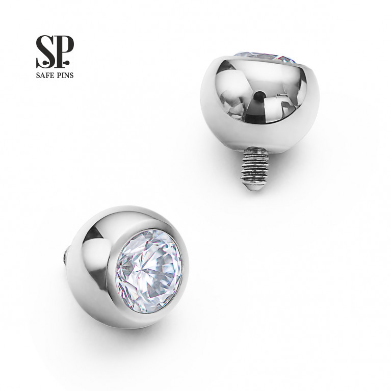 Internal threaded Ball with Clear CZ