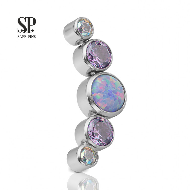 Cluster with purple opal and CZ crystals