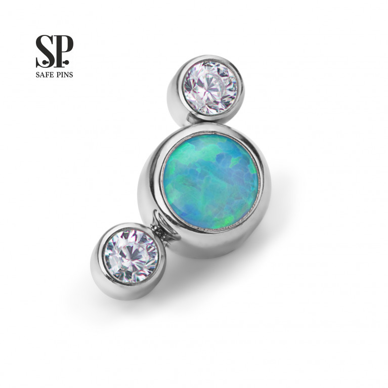 Cluster with blue opal and Clear CZ