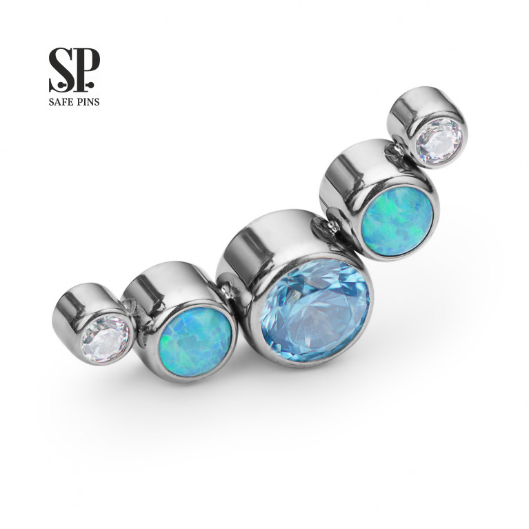 Cluster with blue Opals and CZ crystals