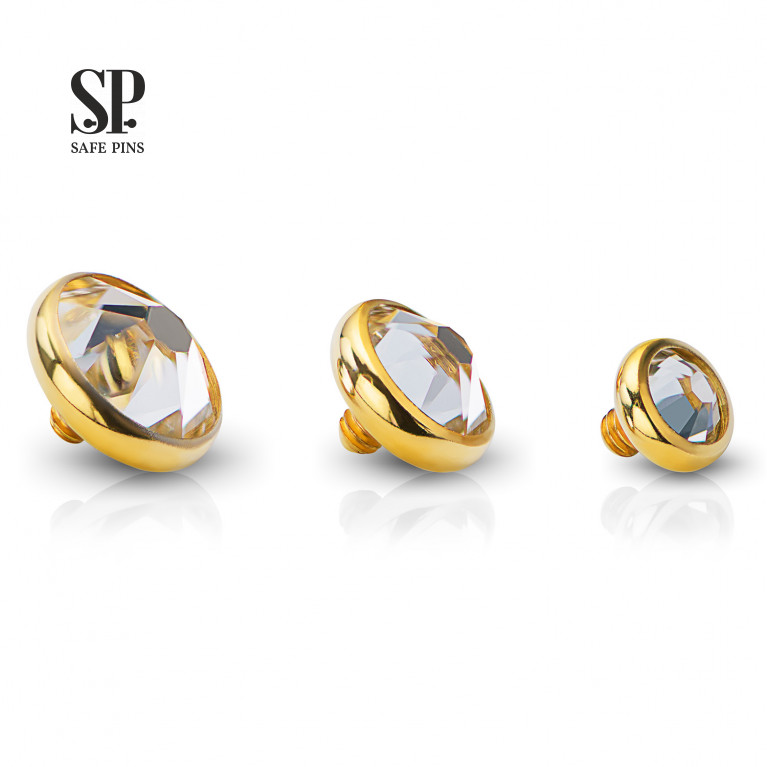 Flat Gem with crystal (Gold PVD)