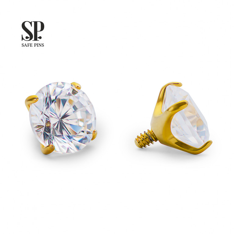 Prong+ top with Clear CZ (Gold PVD)