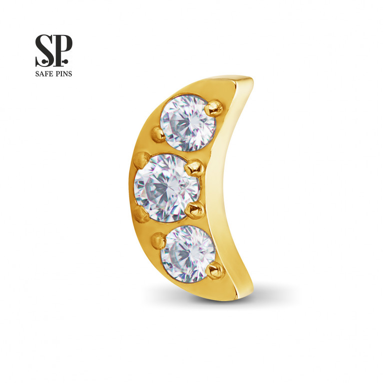 Moon top with Clear CZ (Gold PVD)