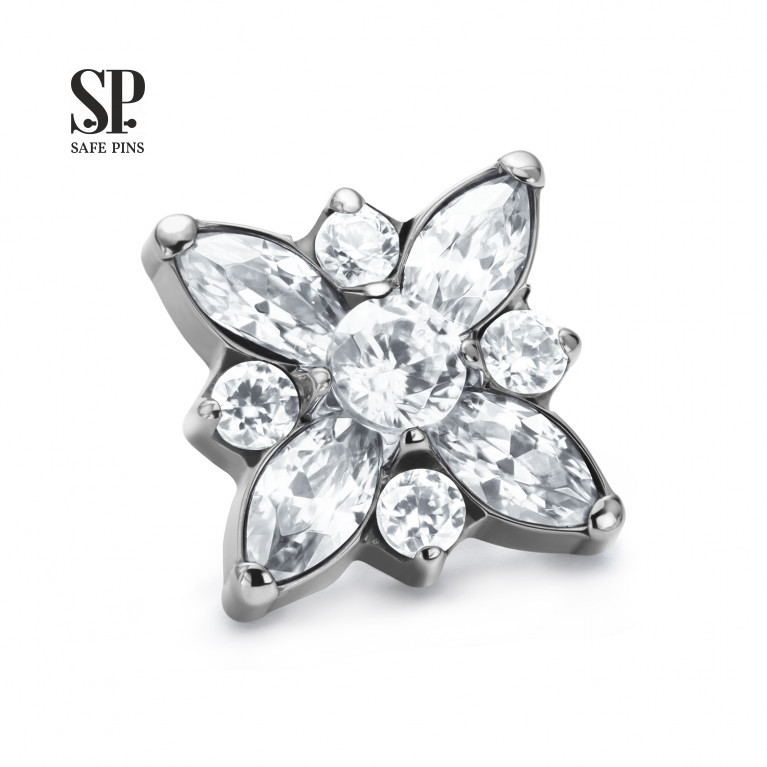 Marquise Flower top with Clear CZ