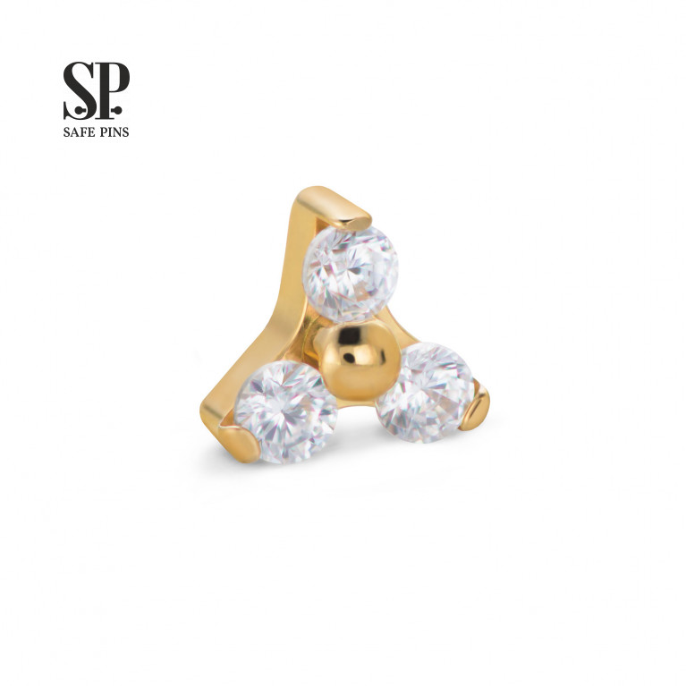 Trinity top with Clear CZ (Gold PVD)