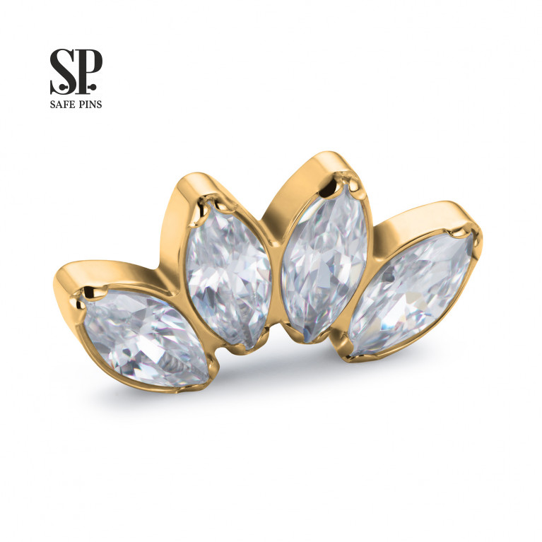 Quadruple Marquise Cluster (ver. 3) with Clear CZ (Gold PVD)