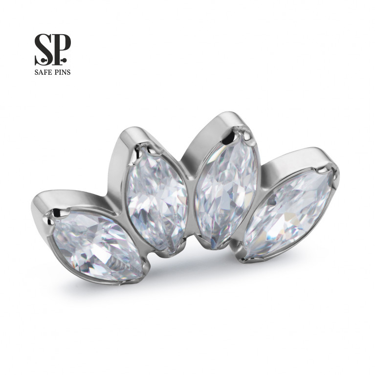 Quadruple Marquise Cluster (ver. 3) with Clear CZ