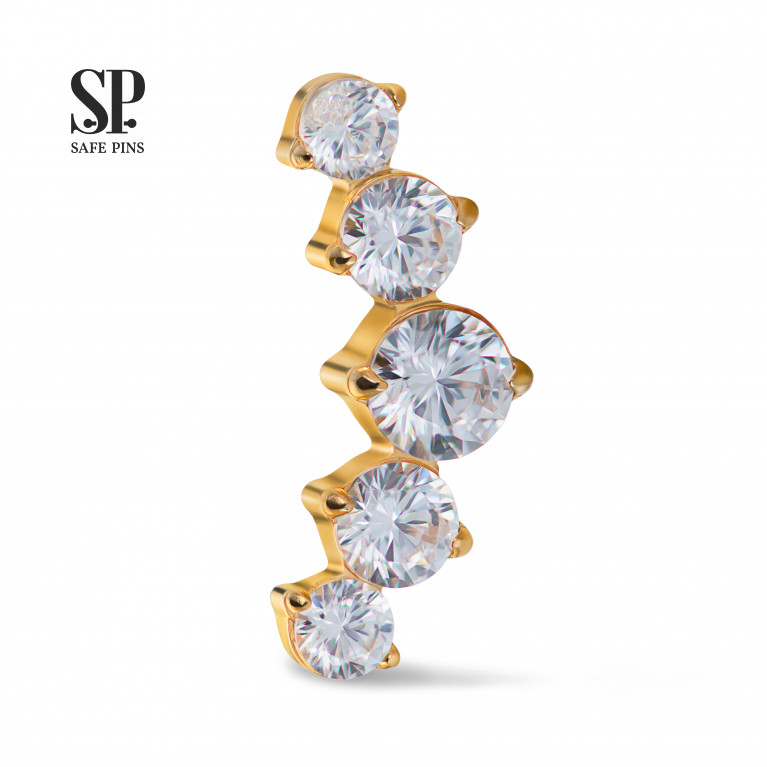 Prium Cluster with Clear CZ (Gold PVD) crystals