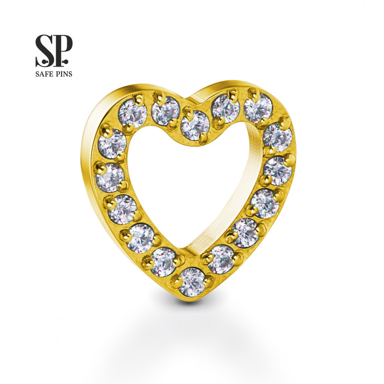 Heart top with Clear CZ (Gold PVD)