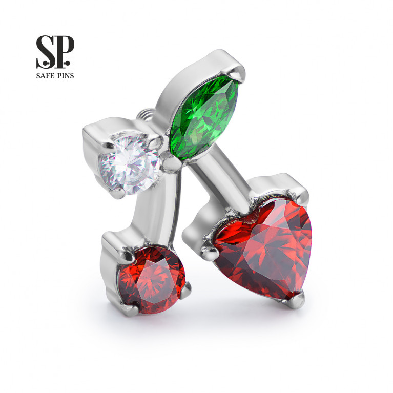 Cherry top with CZ crystals