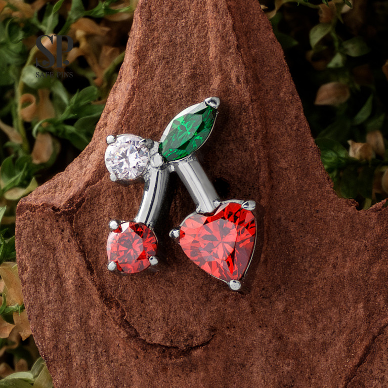 Cherry top with CZ crystals