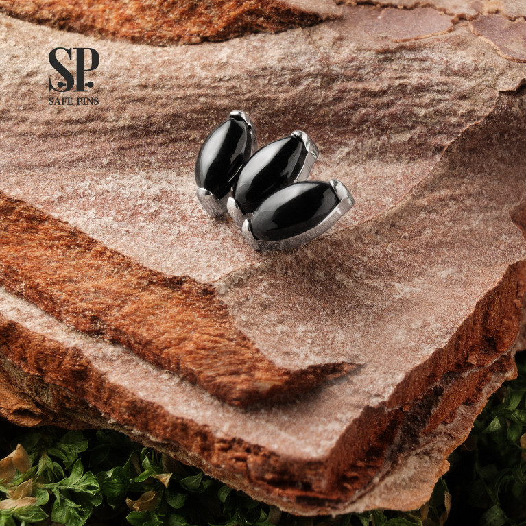 Triple Marquise Cluster with Black Onyx