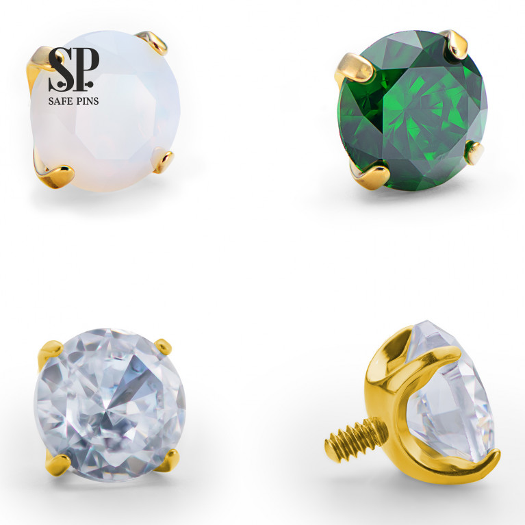 Semisphere top with CZ AAAAA+ (Gold PVD)