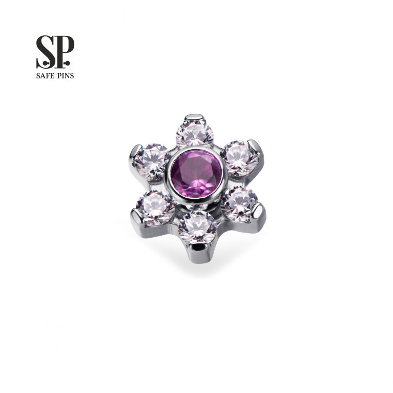 Flower top with CZ crystals