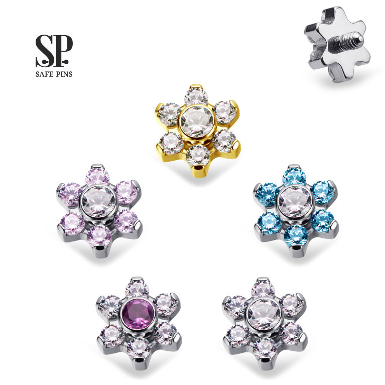 Flower top with CZ crystals