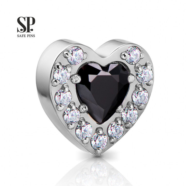 Black Heart top with CZ crystals