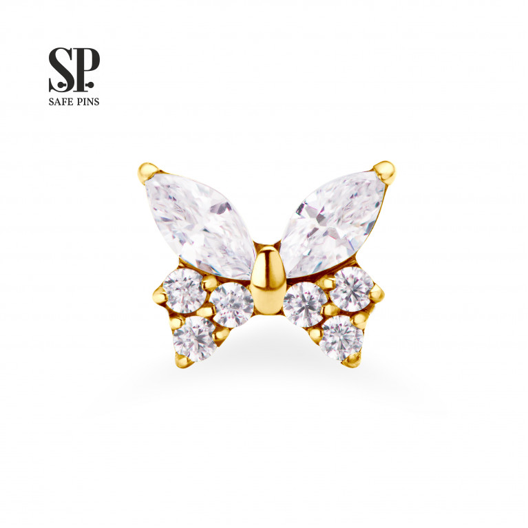 Butterfly top with CZ crystals