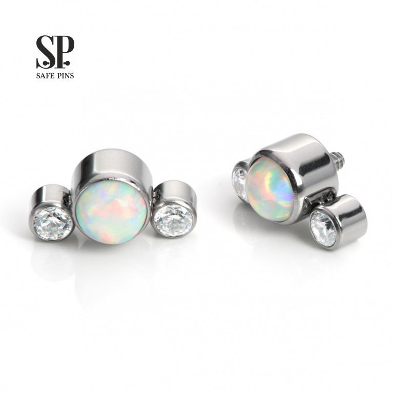 Cluster with white opal and Clear CZ