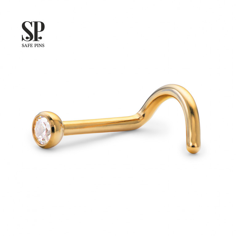 Nose stud with crystal (Gold PVD)