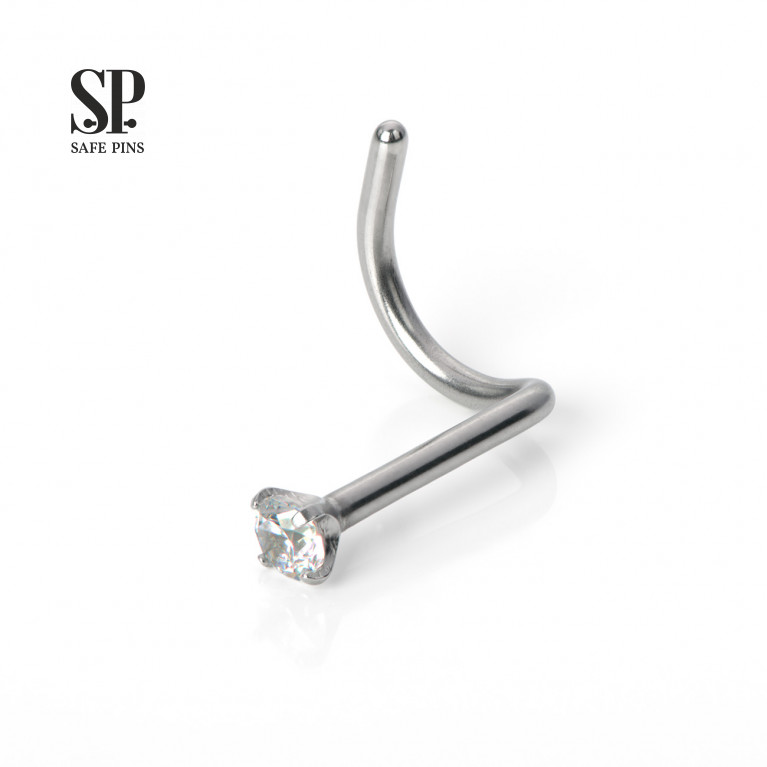 Prong nose stud with crystal Clear CZ